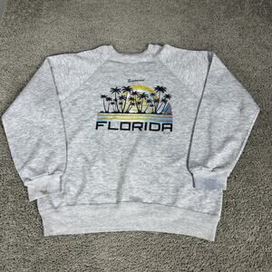 Vintage Sunshine Coverups Sweatshirt Mens XL Gray Englewood Florida Graphic